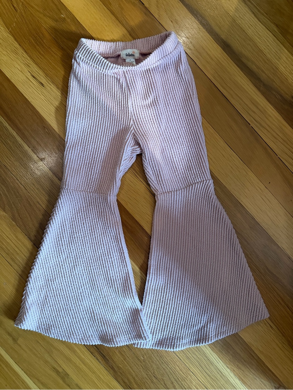 Tullabee Light Pink Ribbed Bell-Bottoms for Kids